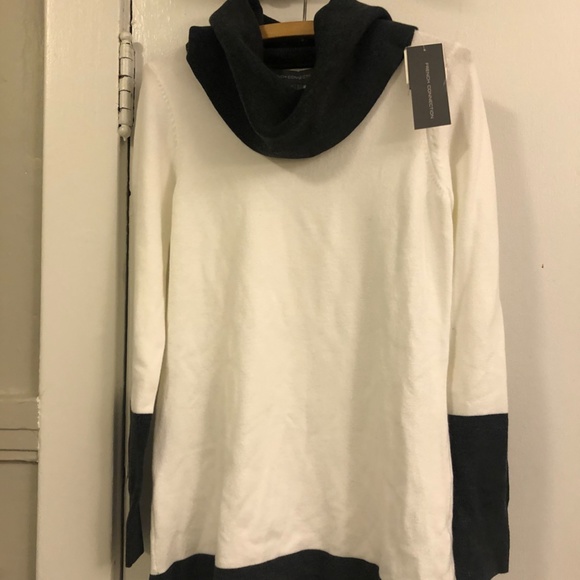 NWT white + charcoal grey cowl neck - size small - Picture 2 of 3